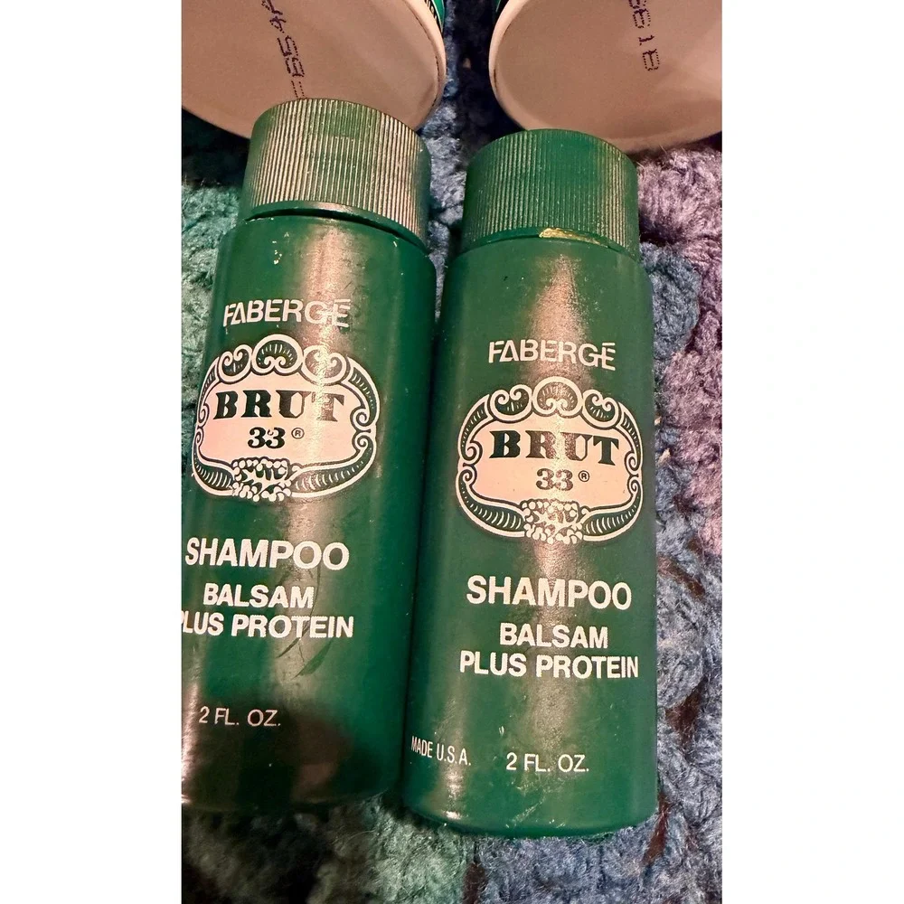 Vintage Faberge Brut 33 Shampoo and Shave Cream Set Travel Size 2oz Made in USA